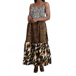NEW KARA CHIC animal print maxi dress in brown multi